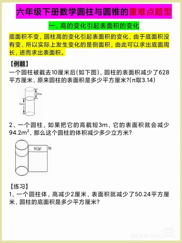 六年级下册数学圆柱与圆锥重点题型燃梦学堂-中小学电子版资料下载：课件/试卷/教案/知识点全覆盖燃梦学堂